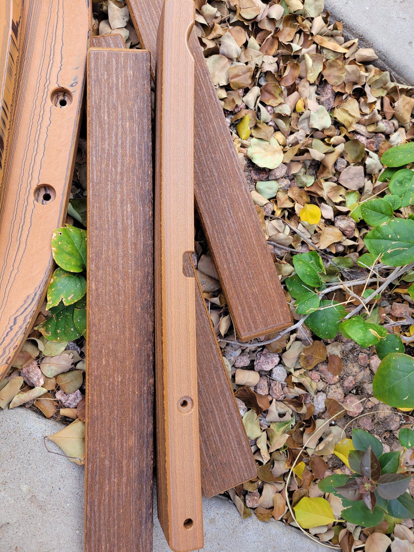 Textured polywood side table, back strip and arm rest upgrades